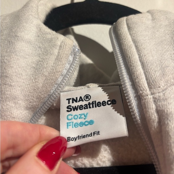 TNA Light Gray Crop Sweatfleece Hoodie - Picture 2 of 2